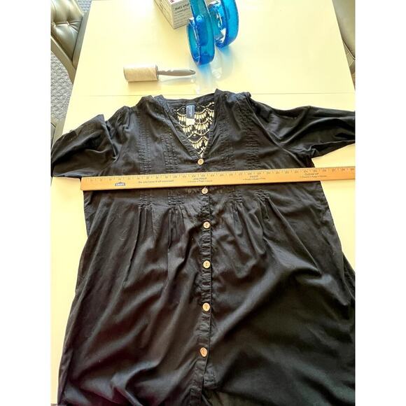 Swimsuits For All women's size 18/20 coverup black crochet button-up - Picture 4 of 9